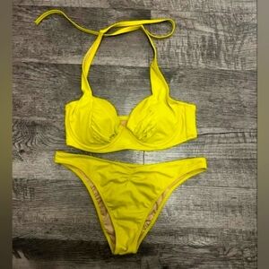 Vibrant Yellow Greenish Bikini Set